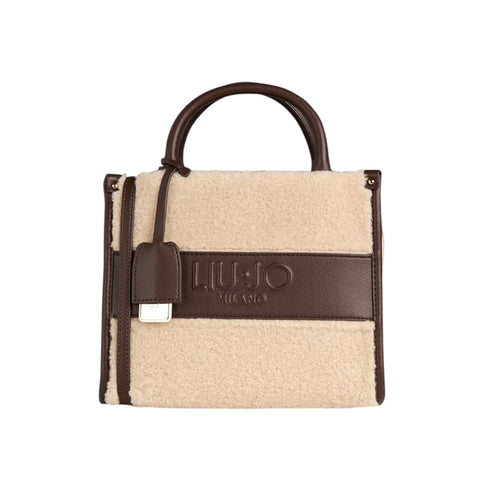 Borsa Donna mini, effetto teddy con inserti in similpelle